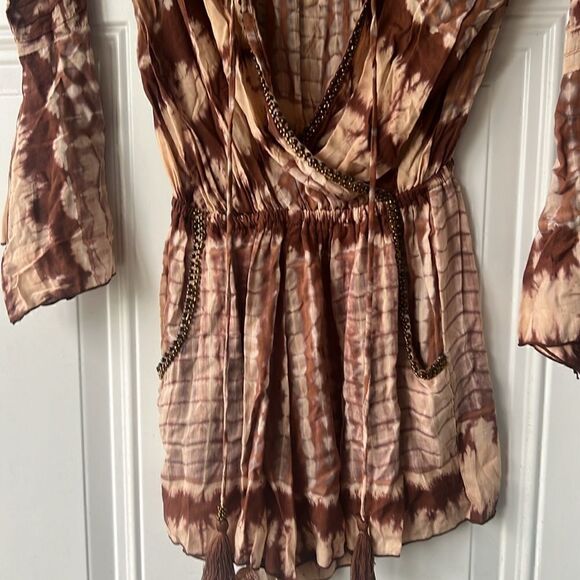 Brown Tye Dye Romper from KUSH - Size Small - BRAND NEW w Tags - Long Sleeve - Picture 2 of 6
